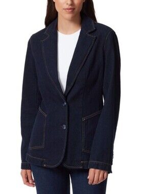 New - Gloria Vanderbilt Dark Denim Fitted Blazer, Size 8